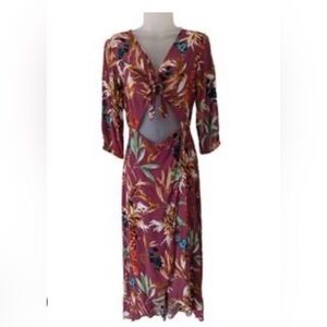 Express Floral Tie Front Cut-Out Wrap Maxi Dress New With Tags Size Medium.